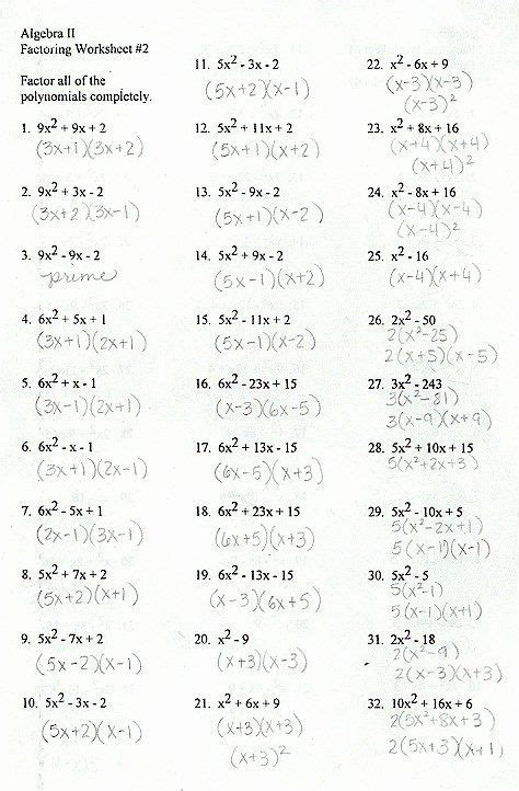 Factoring Binomials Worksheet With Answers