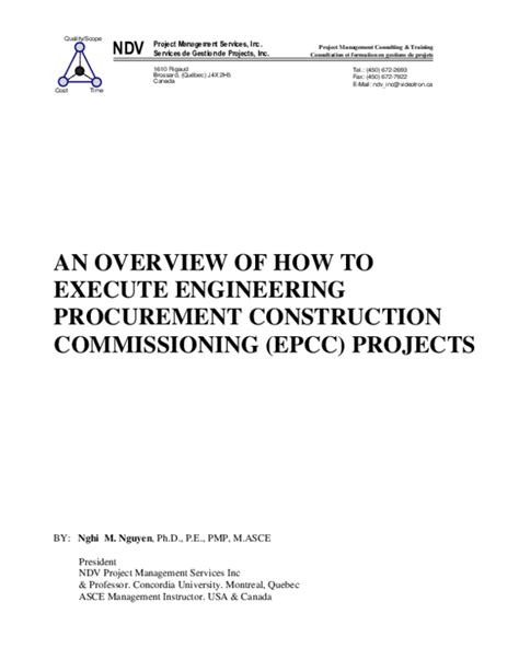 AN OVERVIEW OF HOW TO EXECUTE ENGINEERING PROCUREMENT CONSTRUCTION COMMISSIONING (EPCC) PROJECTS ...