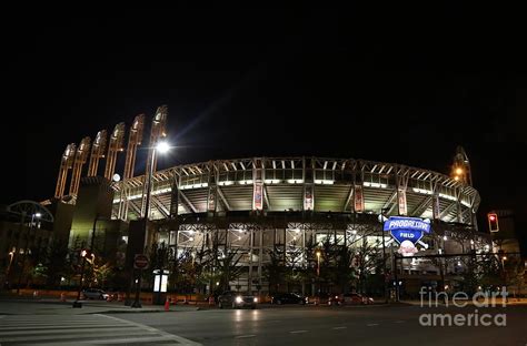 Night View Cleveland Indians Progressive Field Is A Baseball Park