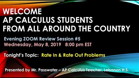 Informal de nition of limits21 2. AP Calculus Evening Review Session 5 - Rate In & Rate Out ...