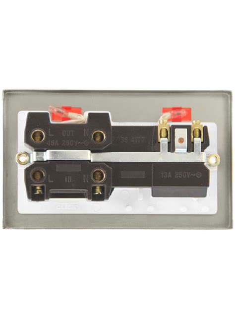 45a Georgian Brass Cooker Switch And 13a Double Pole Switched Socket And Neon