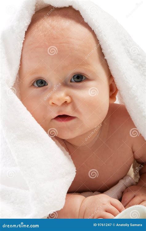 Baby Covered With Towel Stock Image Image Of Covered 9761247