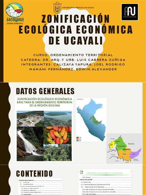 Zonificación Ecológica Económica De Ucayali Presentacion Pdf Los