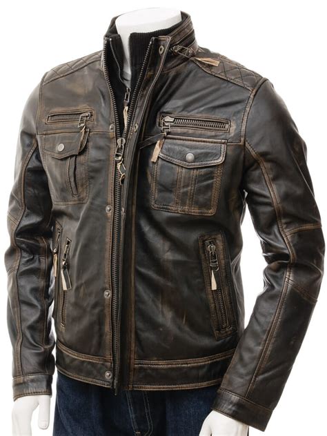 Stylish vintage leather motorcycle jacket mens for sale. Brown Distressed Leather Motorcycle Jacket | Distressed ...