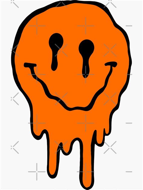 Orange Drippy Smiley Sticker By Lizzye2 Redbubble