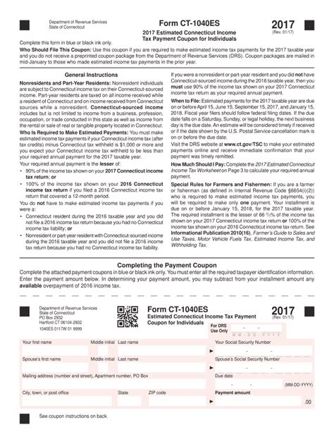 Form Ct 1040es Form Ct 1040es Ct Gov Fill Out And Sign Printable Pdf