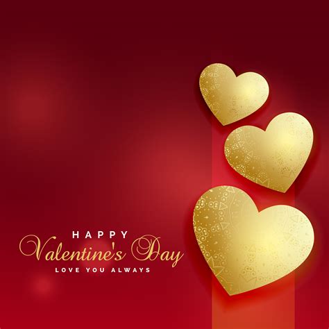 Golden Love Hearts Red Background For Valentines Day Download Free