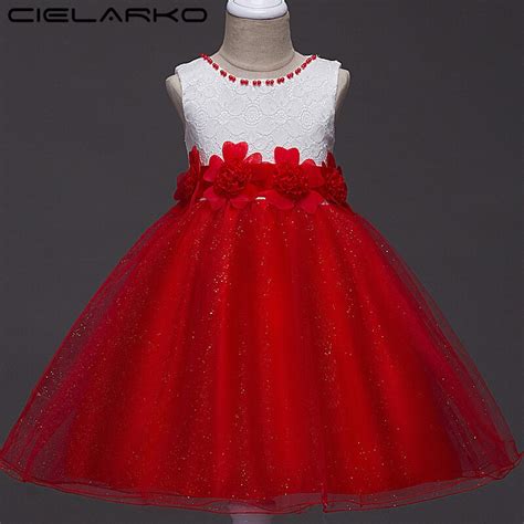 Cielarko Girls Dress Shiny Children Lace Party Dresses Pageant Baby