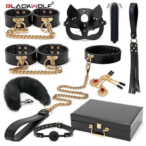 Blackwolf Bdsm Bondage Kits Genuine Leather Restraint Set Handcuffs