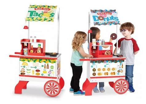 Melissa And Doug Super Duper Donut And Taco Rolling Wooden Food Cart