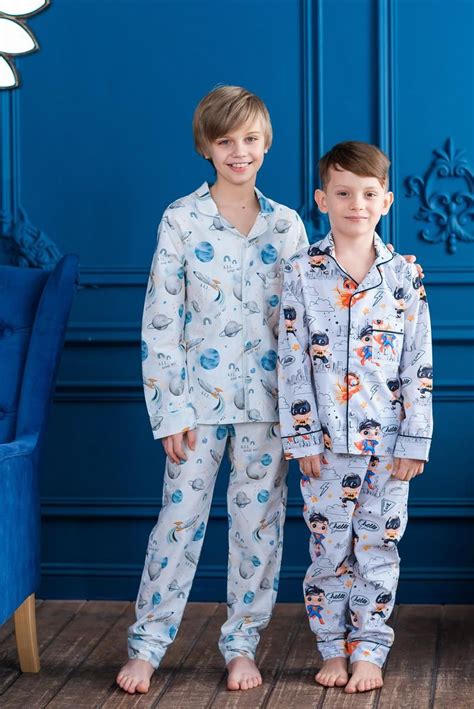 Boys Cotton Pajama Superhero Organic Textile Sleepwear Etsy Boys