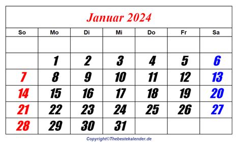 Kalender Januar 2024 Drucken The Beste Kalender