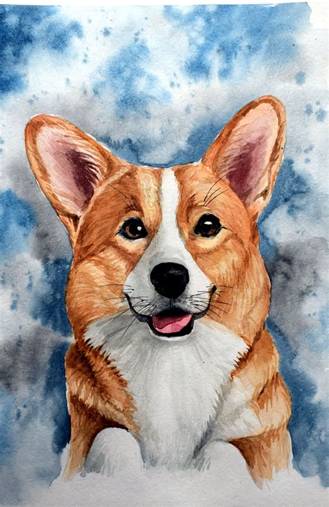 Realistic Puppy Corgi Dog Drawing Perangkat Sekolah