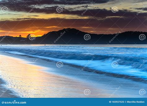 Sunrise At The Beach With Clouds Stock Image Image Of Coastal Wales