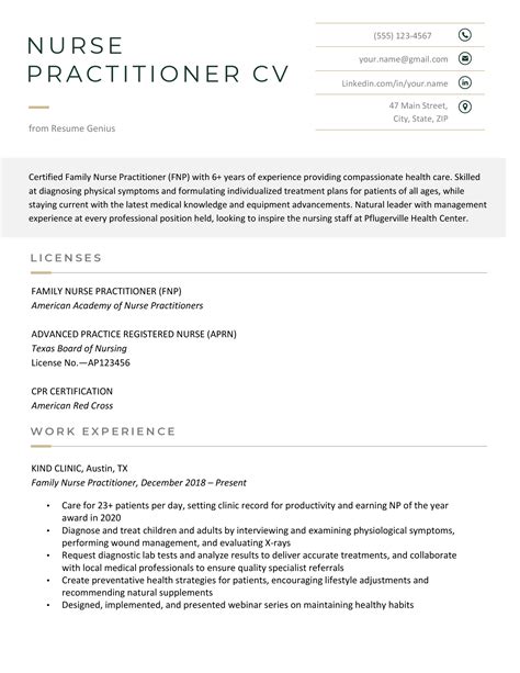 Nurse Practitioner Cv Examples And Writing Tips