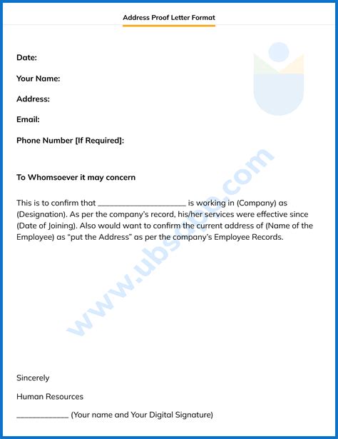Address Proof Letter Format Definition Uses Sample Examples And