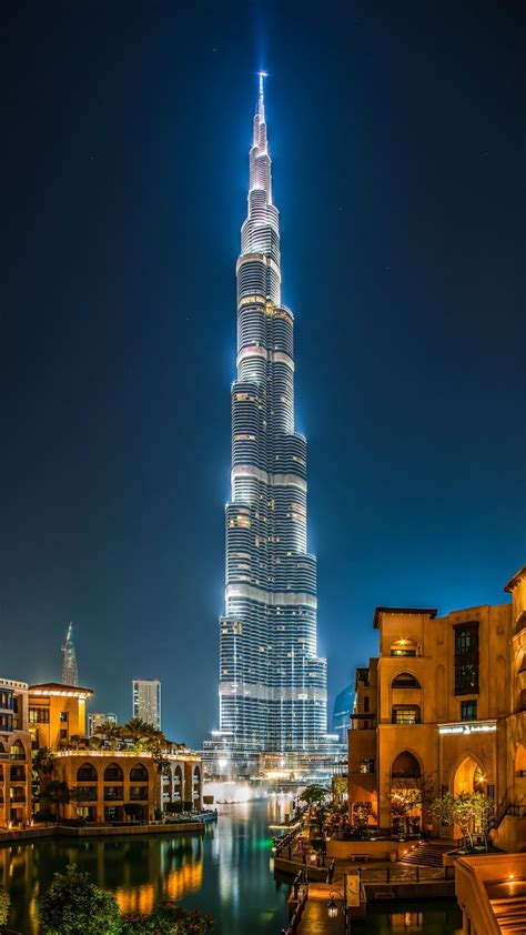 Burj Khalifa Skyscraper Night Lights Mobile Wallpaper Hd Mobile Walls