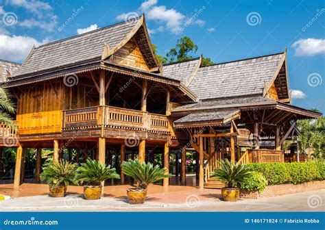 Typical Thai Teakwood Houses In The North Of Thailand Asia Stock Photo