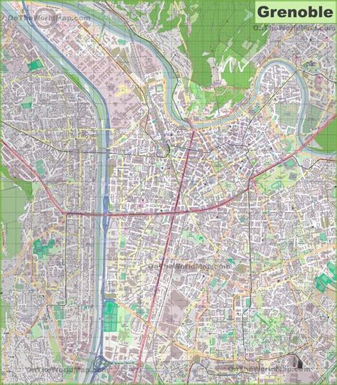 Large Detailed Map Of Grenoble Detailed Map Map Grenoble