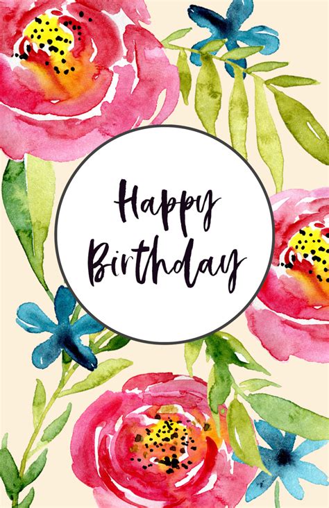 Black white floral happy belated birthday card. Free Printable Birthday Cards | Paper Trail Design