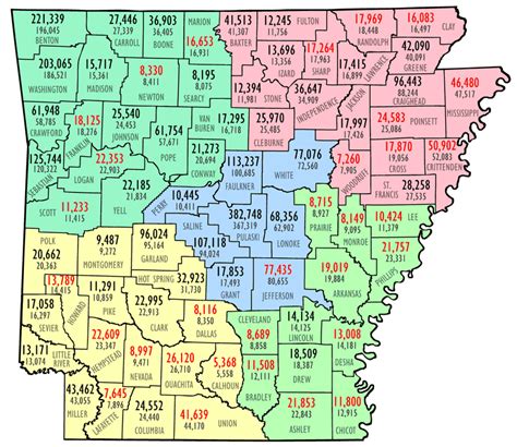 County Population Map Encyclopedia Of Arkansas