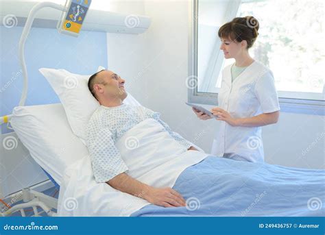 Nurse Visiting Recovering Patient Stock Image Image Of