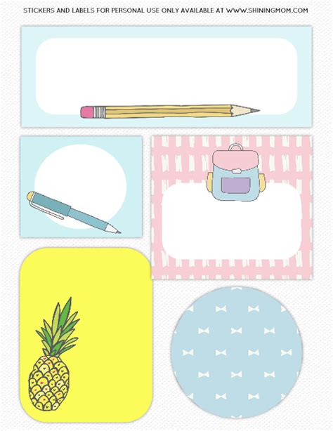Free Printable School Labels 50 Super Cute Designs
