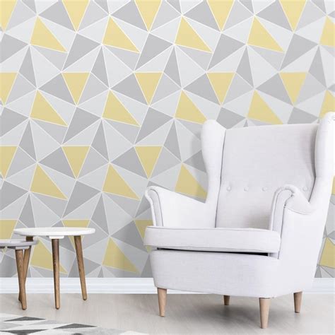 Apex Grey And Yellow Geometric Triangle Wallpaper Fine