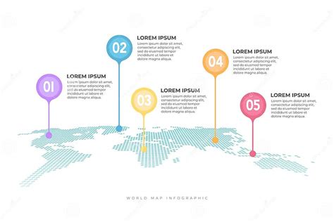 World Map With Pointer Marks Infographic Stock Vector Illustration