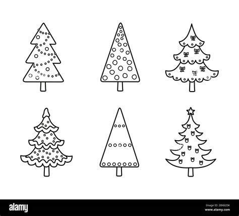 Árboles De Navidad Conjunto De árboles De Navidad En Línea De Estilo