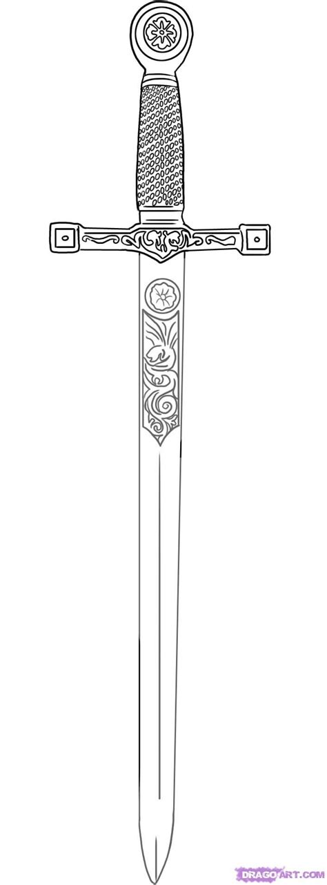 How To Draw Excalibur Sword In The Stone Step By Swords In 2022 Sword