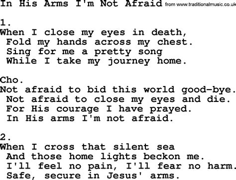 In His Arms Im Not Afraid Apostolic And Pentecostal Hymns And Songs Lyrics And Pdf