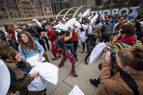 Massive pillow fight breaks out in Toronto