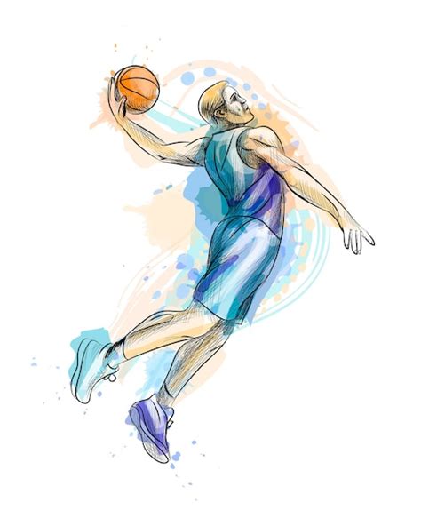 Premium Vector Abstract Basketball Player With Ball From A Splash Of