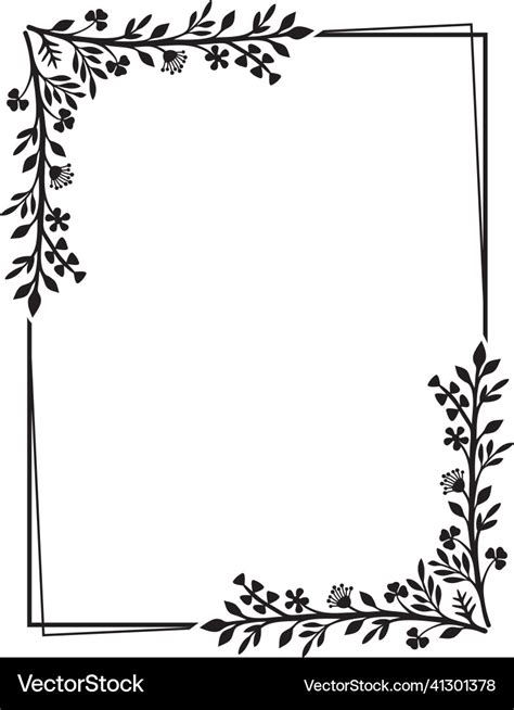 Floral Frame Black And White Royalty Free Vector Image
