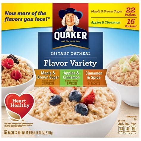 Quaker Flavor Variety Instant Oatmeal Individual Packets 52 Ct