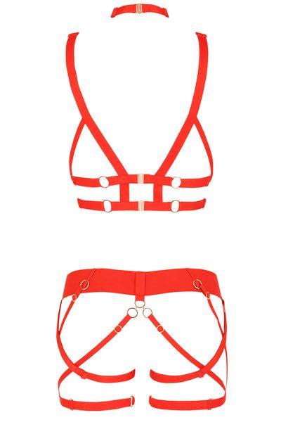 Serguei Red Lingerie Harness Set • Sexy French Lingerie • Made In