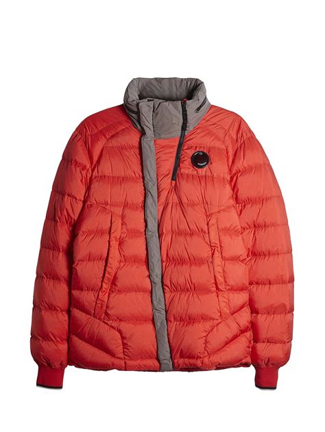 c p company dd shell hooded down jacket with lens in red jackets down jacket mens coats