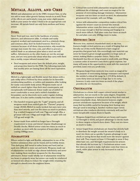 They are all either uncertain or simply say add the. Metals, Alloys and ore | Dnd 5e homebrew, D&d dungeons and ...