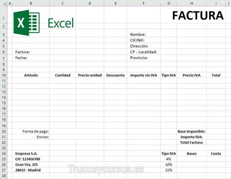 Formato Factura Excel