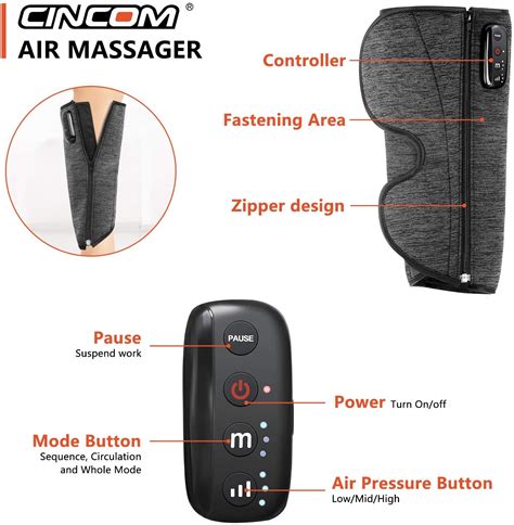 Cincom Rechargeable Leg Massager Wireless Air Compression Calf Massager For Circulation And