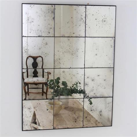 Hand Silvered Antiqued Frameless Panelled Foxed Mirror Antique Mirror