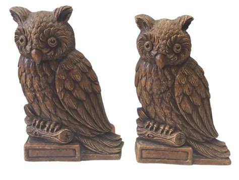 Vintage Pair Of Syroco Owl Bookends Mcm 2499 Picclick