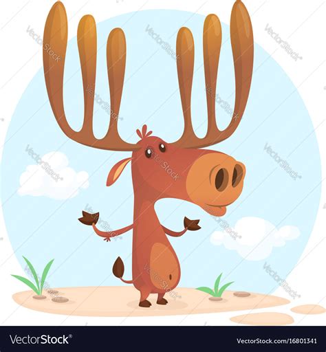 Cute Cartoon Moose Character Royalty Free Vector Image