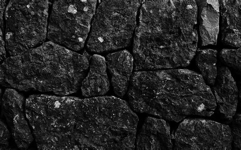 Black Stone Wall Close Up Natural Rock Texture Stone Textures Black