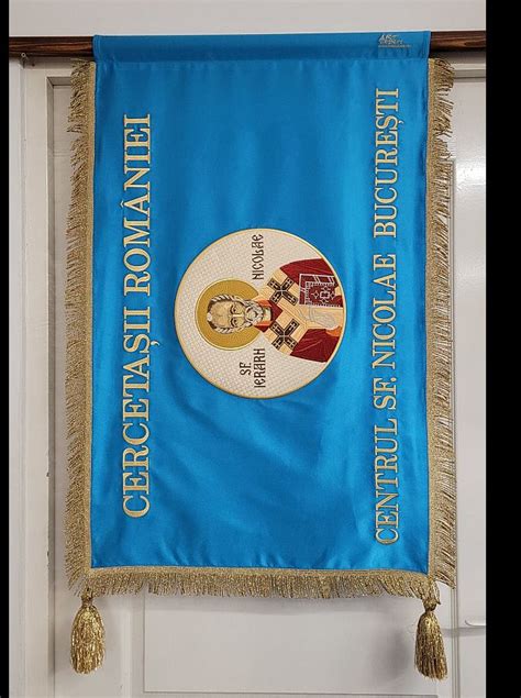 Steag Brodat Pe Ambele Fete „cercetasii Romaniei Art Expert