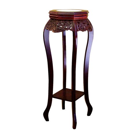 Ore International 34 In Rich Cherry Indoor Round Ceramic Plant Stand At