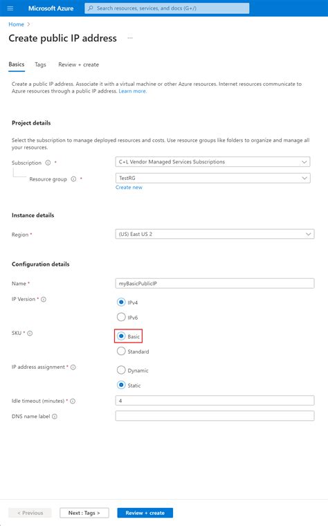 Quickstart Create A Public Ip Address Azure Portal Azure Virtual