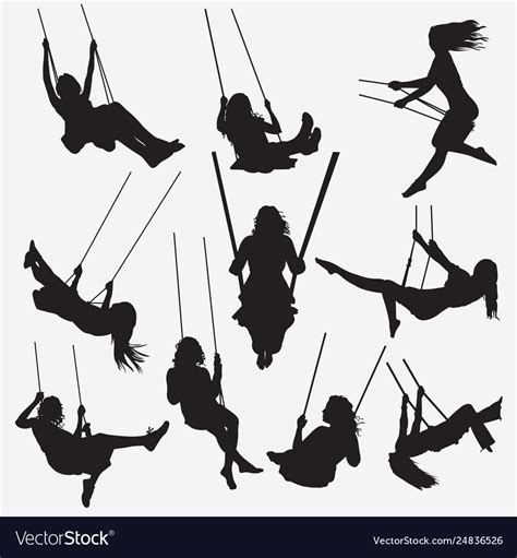Woman Swing Silhouettes Royalty Free Vector Image