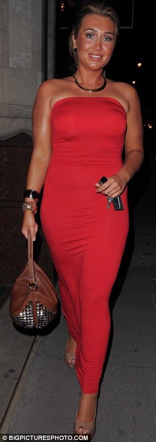 Lauren Goodger Shows Off Her Slender Curves In Strapless Red Maxi Dress